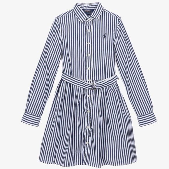 Polo Ralph Lauren Blue Stripe Cotton Shirt Dress. - Picture 1 of 9